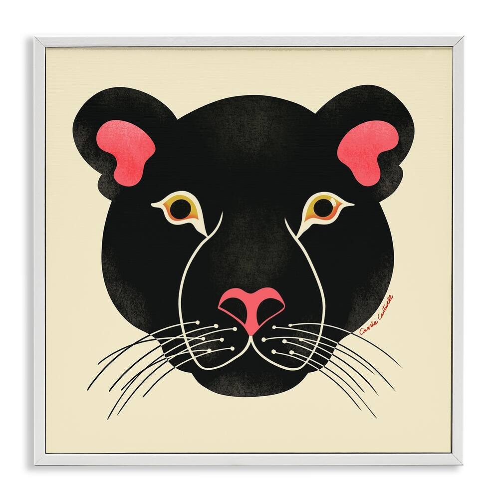 Stupell Minimal Wild Panther Face Framed Giclee Art Design By Carrie Cantwell