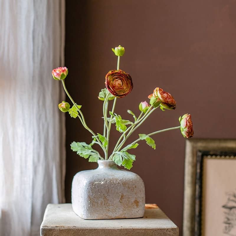 RusticReach Artificial Buttercup Flower Bundle in Orange 21" Tall