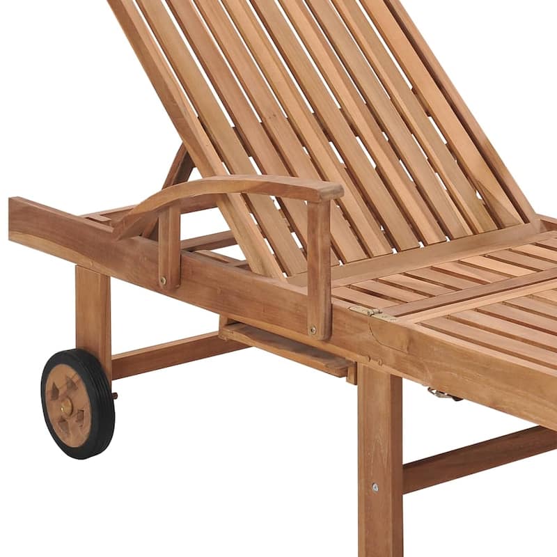 vidaXL Patio Lounge Chair Outdoor Sunbed Sunlounger with Cushion Solid Teak - 76.8" x 23.4" x 13.8"