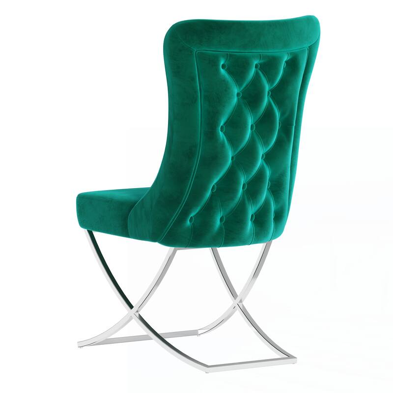 Upholstered Silver Legged Dining Chair, Set of 2
