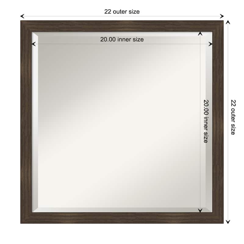 Woodgrain Stripe Beveled Wood Framed Bathroom Vanity Wall Mirror - Woodgrain Stripe Chocolate - Glass Size 20x20