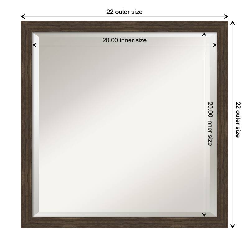 Woodgrain Stripe Beveled Wood Framed Wall Mirror - Woodgrain Stripe Chocolate - Glass Size 20x20