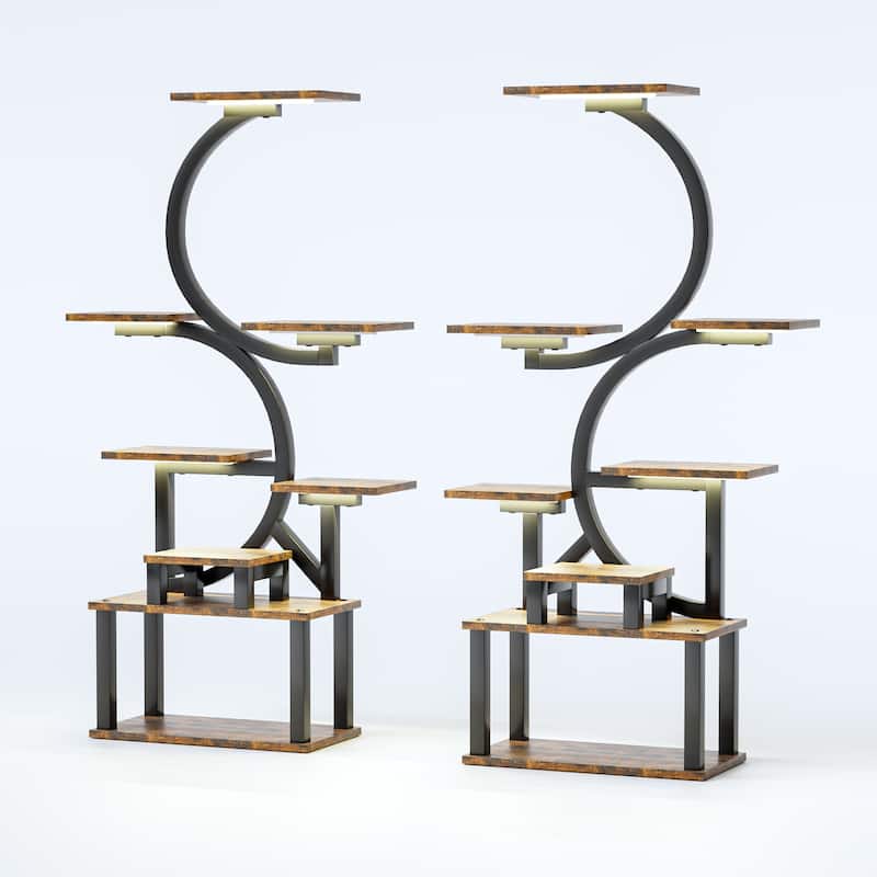 2PCS 8-Tiered Indoor Plant Stand with 5 Grow Lights, 10-Level Stepless Dimming, Durable Thickened Metal Steel Pipe (0.8mm)