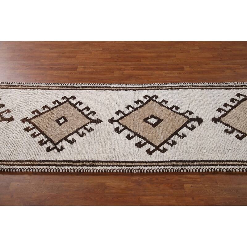 Beige Anatolian Turkish Runner Rug Handmade Wool Carpet - 3'1"x 11'2"