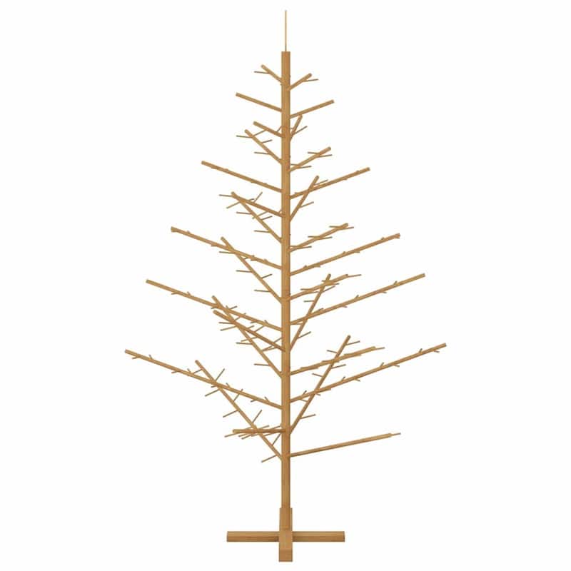 vidaXL Wooden Christmas Tree with Stand Natural/Brown Solid pine wood