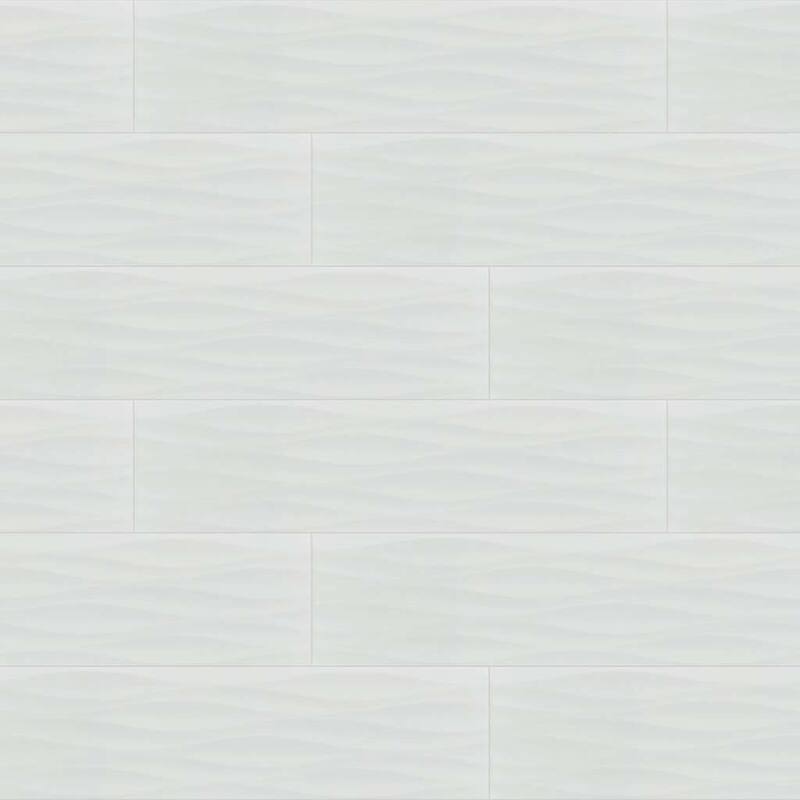 Shaw Lane Ave - 4" x 16" Rectangle Tile - Glossy Porcelain Visual - - Arctic