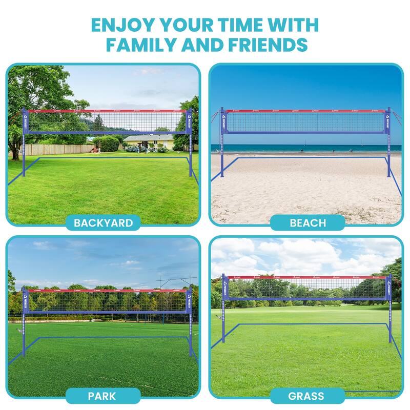 Volleyball Net for Backyard with Adjustable Aluminum Poles Boundary Line Heavy-Duty Winch System
