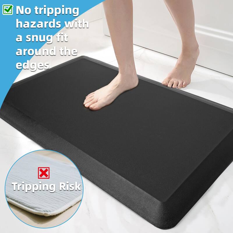 Art3d Memory Foam Floor Mat 32"x20"x0.75", Black Kitchen Mat - 32"x20"x0.75"