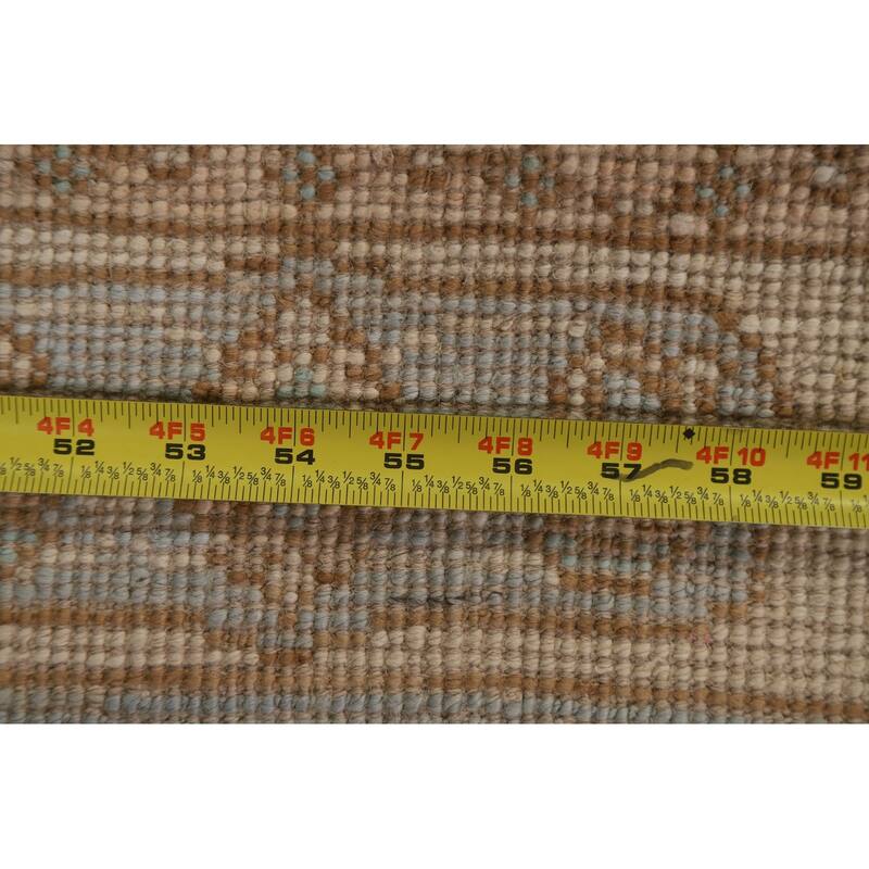 Hand Knotted Oriental 100% Wool Carpet Transitional Geometric Beige & Ivories Oushak Area Rug - 3' 0'' X 2' 0''