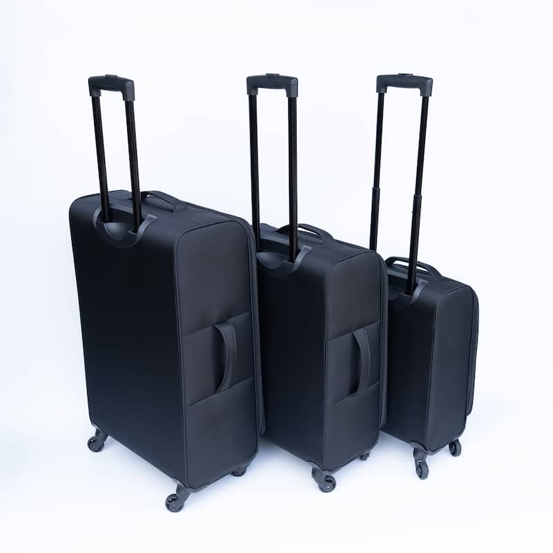 3 Piece Carry On Luggage Set, Oxford Cloth Soft Shell Suitcases with 360 掳 Wheels and Ergonomic Handle, for Women Men