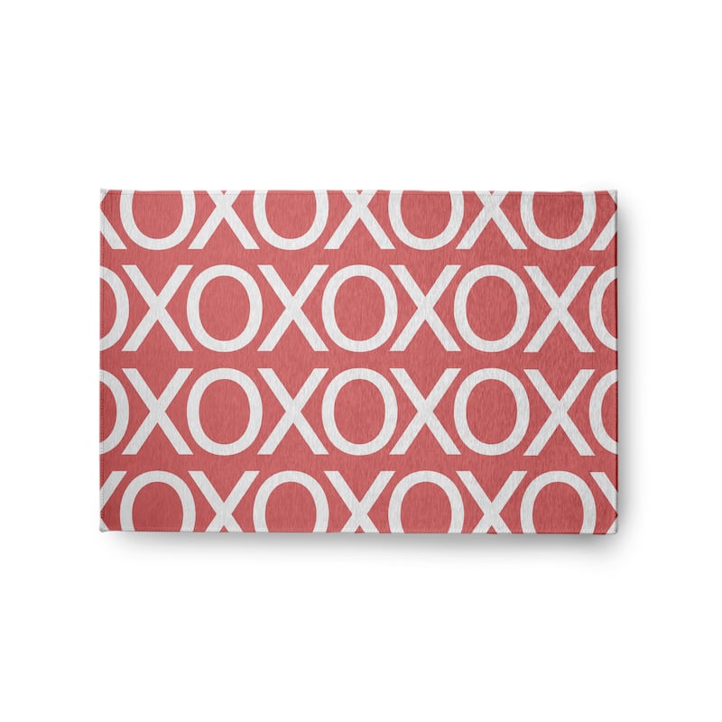 Hugs and Kisses Valentines Chenille Rug - Coral - 2' x 3'