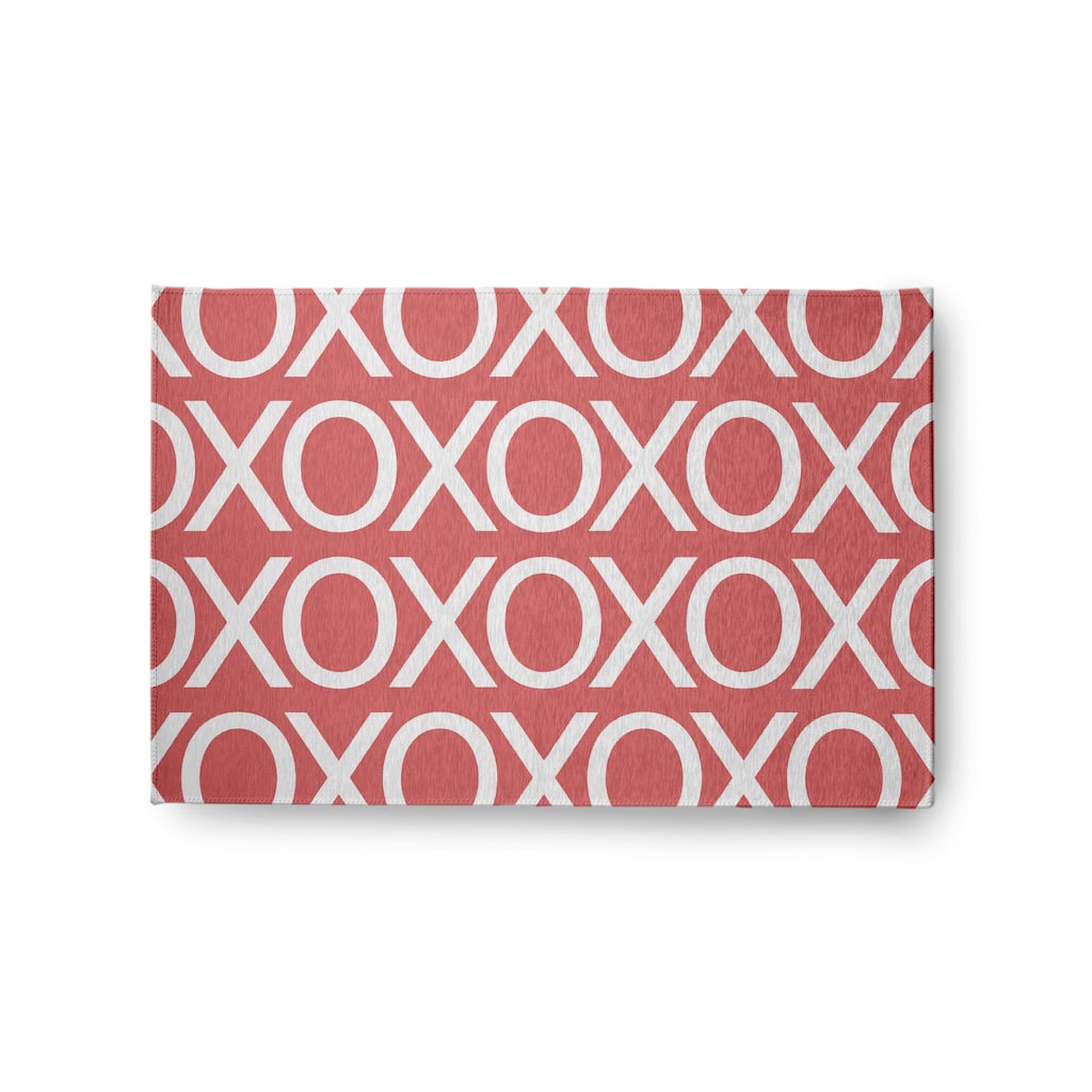 Hugs and Kisses Valentines Chenille Rug