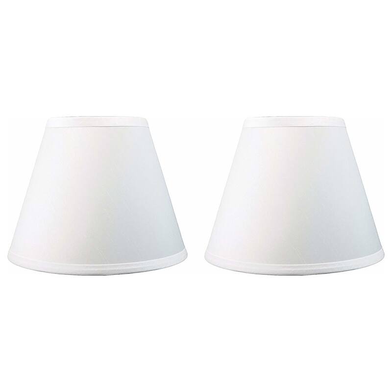 Hardback Faux Silk Conical Lamp Shade, 5 inch Top, 9 inch Bottom, 7 inch Slant - Set of 2 - Off-White