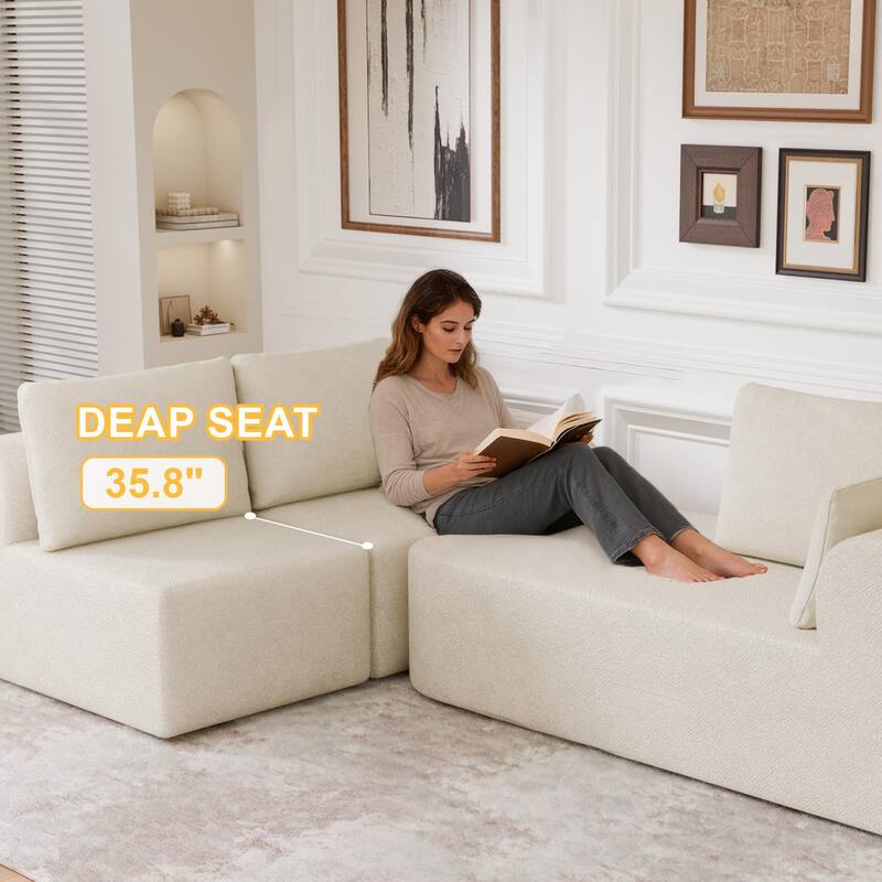Oversized Modular Sectional Sofa with L-Shape Chaise Modern Upholstered Cloud Couches with Throw Pillows for Living Room Bedroom