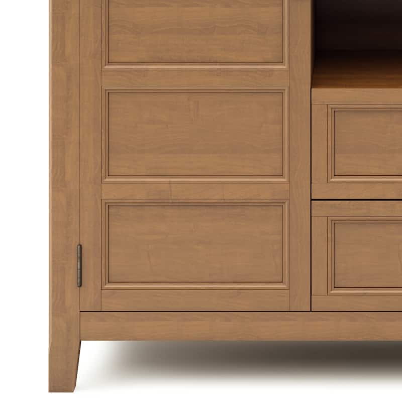 WYNDENHALL Portland SOLID WOOD 54 inch Wide Transitional TV Media Stand For TVs up to 60 inches - 54"w x 17.5"d x 36" h