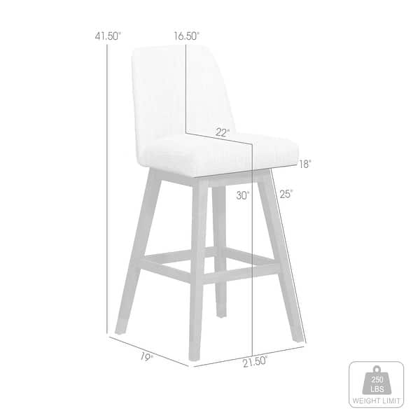 dimension image slide 1 of 3, Amalie Upholstered Bar Stool, Swivel Counter Height Stool with Solid Wood Frame