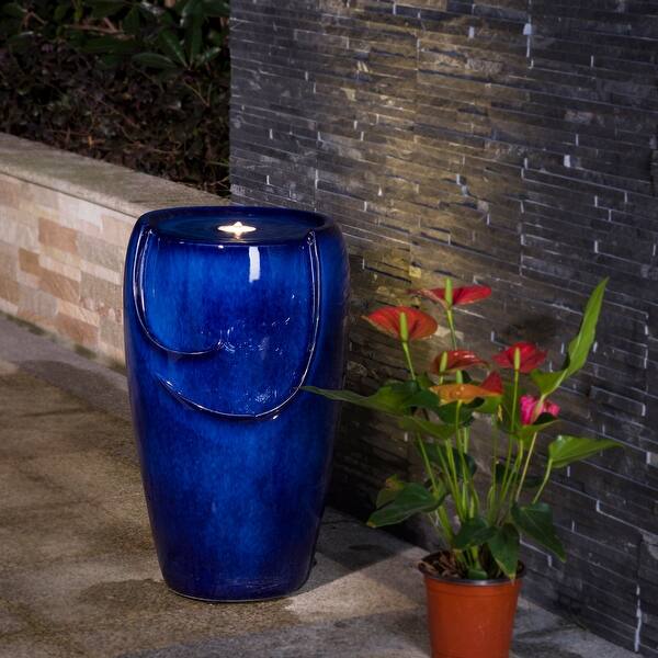 slide 2 of 32, Demta 21.25"H Ceramic Fountain with LED Light by Havenside Home