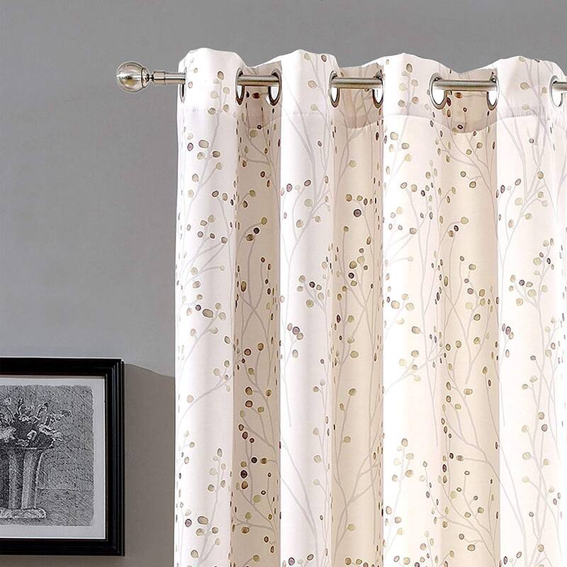 DriftAway Harper Ink Botanical Room-darkening Curtain Panel Pair