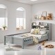 preview thumbnail 2 of 6, Wooden Twin Size Platform Bed Frame with LED Light and Storage Headboard, Grey