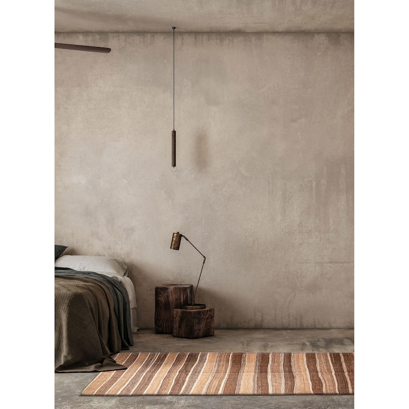 ECARPETGALLERY Flat-Weave Boho Dark Brown Wool Kilim - 5'4 x 10'0