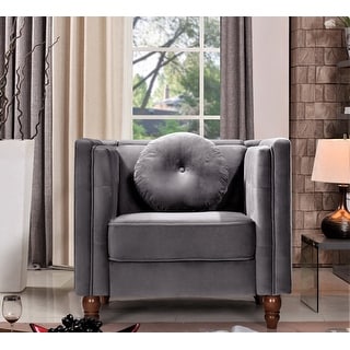 Us Pride Furnitureangie Classic Kittleson Chesterfield 2 Piece Set Chair Sofa Grey Dailymail