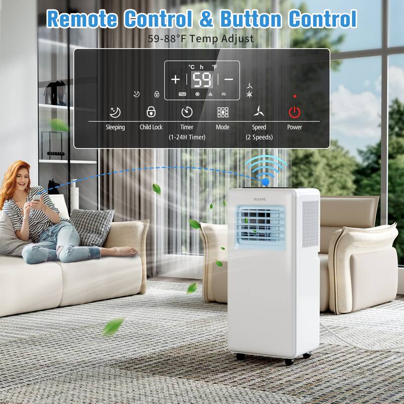 10000 BTU Portable Air Conditioner with Remote Control – 4-in-1 AC Unit for Rooms up to 300 Sq.ft