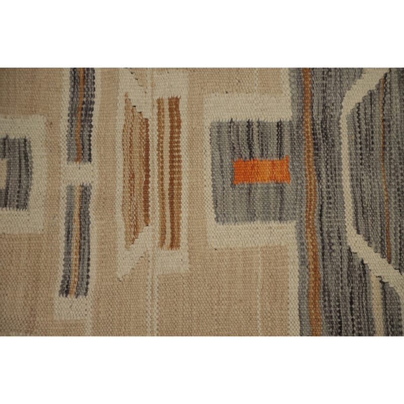 Hand Woven Oriental 100% Wool Carpet Southwestern Tribal Beige & Ivories Kilim Area Rug - 4' 8'' X 3' 4''