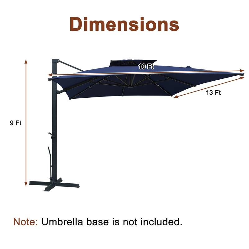 13-Ft Aluminum Dual-Roof Cantilever Umbrella