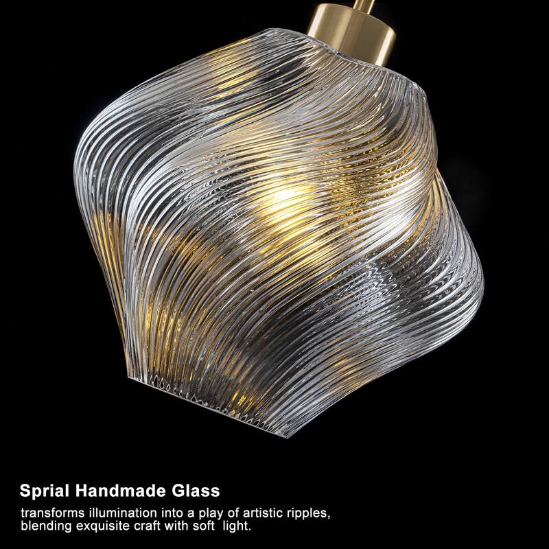 Modern Gold Kitchen Island Pendant Light with Clear Glass Shade - Dia.11.42-in