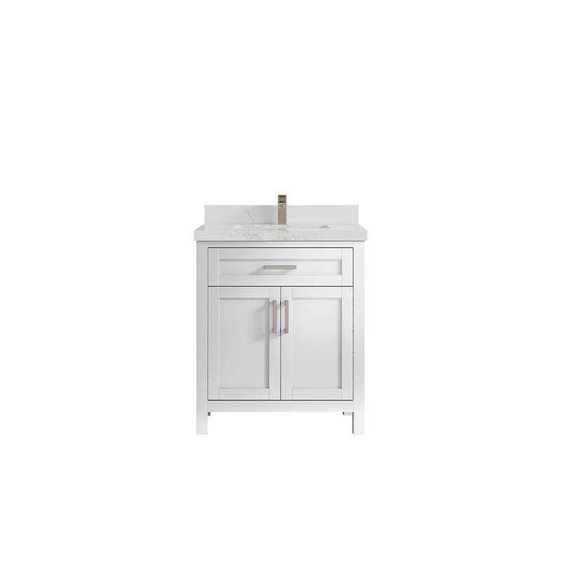 Willow Collections 30 in. W x 22 in. D Cambridge Single Sink Bathroom Vanity with Countertop - 2" Calacatta Nuvo - White