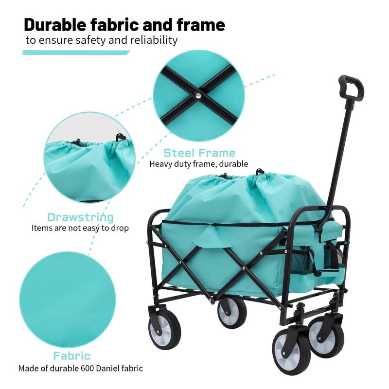 Minimeetall Extension Collapsible Wagon Cart with Expandable Storage