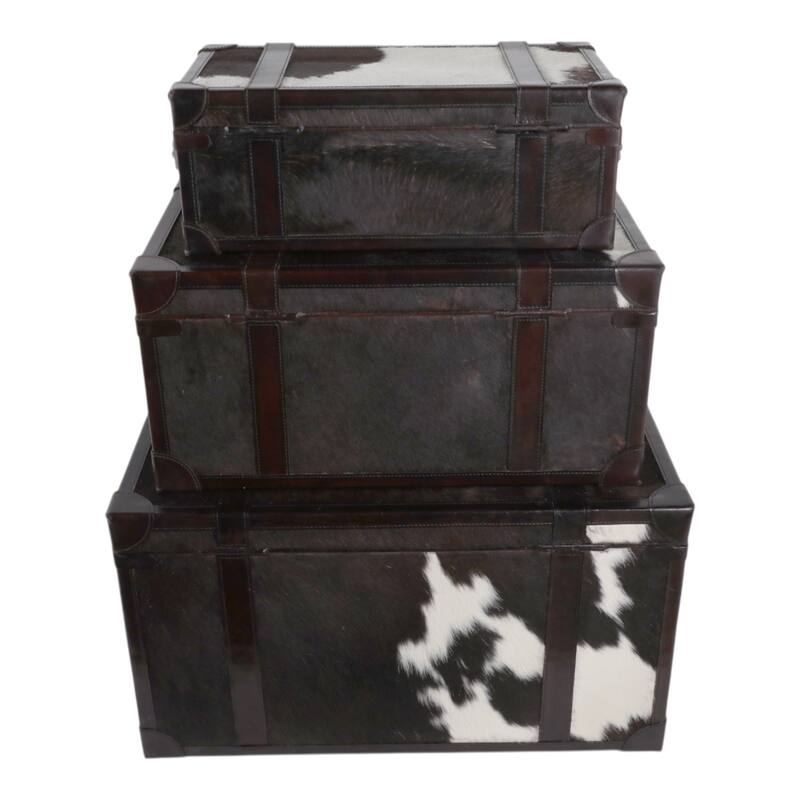 Storage Trunks with Buckle Detail - Set of 3 - 17", 15", 11" Multi - 27.0"