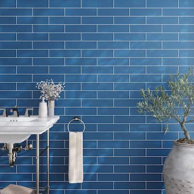 Apollo tile 3" x 12" Colorway Matte Cerulean Blue Glass Tile (5 sq ft/case) - 20 Pack