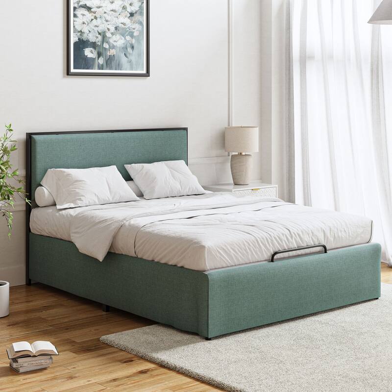 Oliver Modern Washable Slipcover Bed Upholstered Metal by HULALA HOME