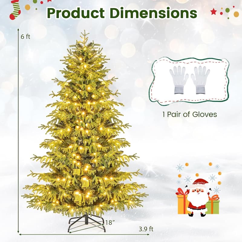 6/7/8 FT Pre-lit Artificial Christmas Tree Hinged Xmas Tree w/ Lights - 6 Foot
