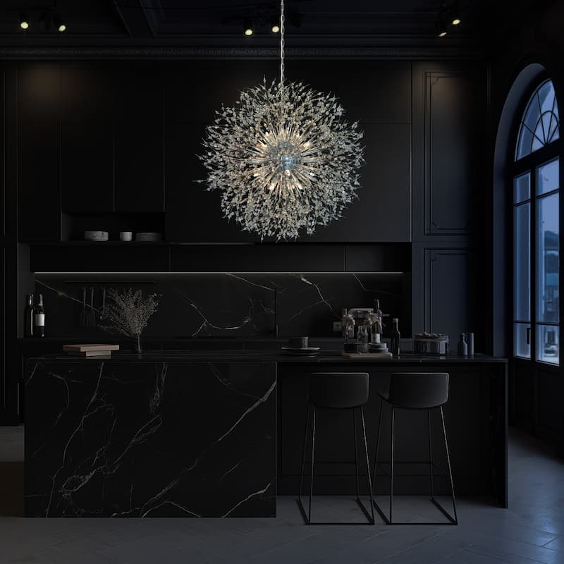 Starburst Modern Crystal Chandelier 32" Wide Crystal Lighting Fixture