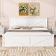preview thumbnail 3 of 11, King Size Wooden Platform Bed with Headboard and 4-Storage Drawers, Support Legs, and Sturdy Frame for Bedroom, White