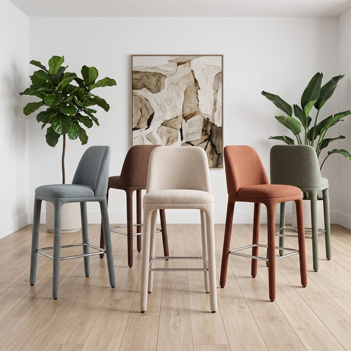 26.5" Seat Height Textured Fabric Counter Stool