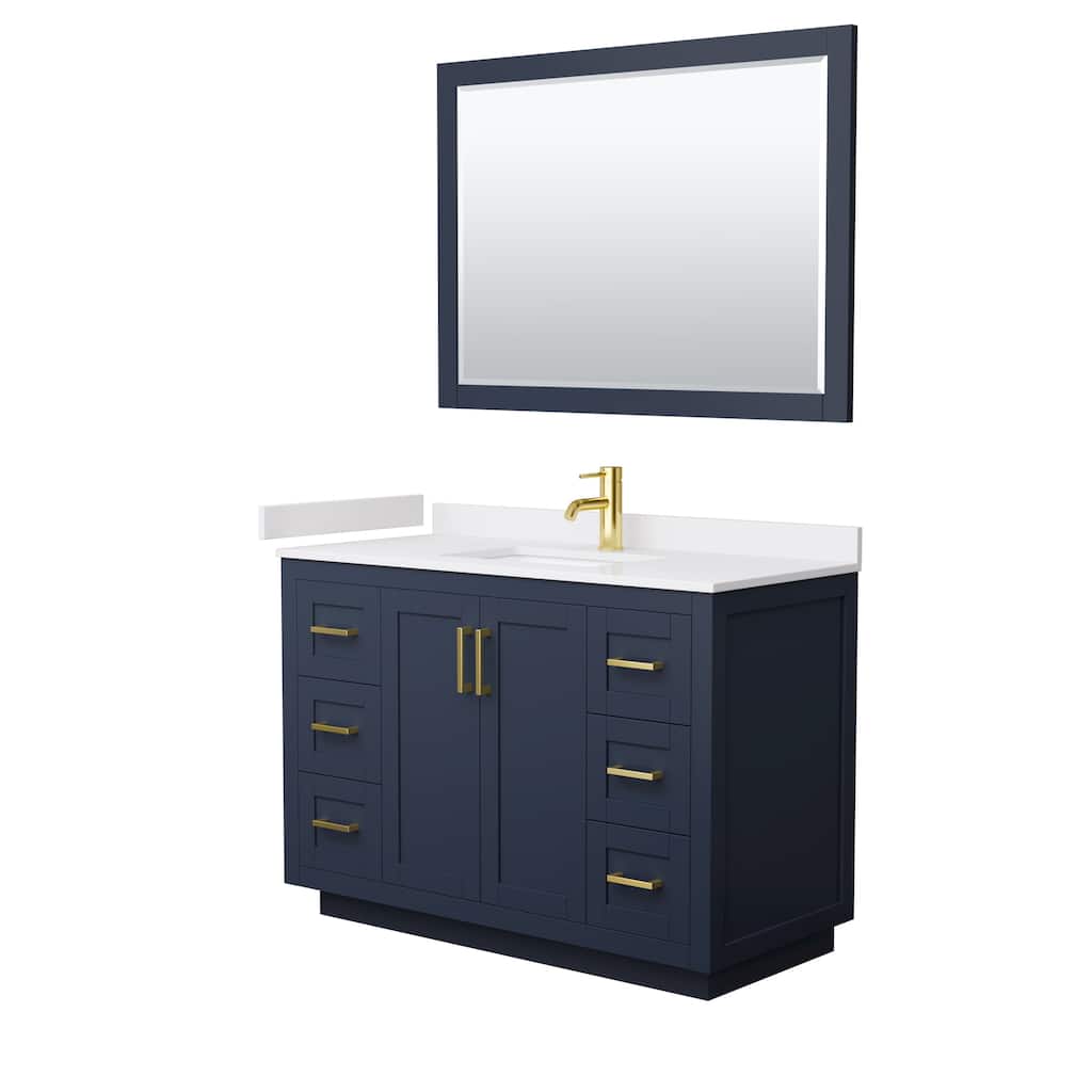 Miranda Single Vanity Set, Cultured Marble Top, 46-Inch Mirror