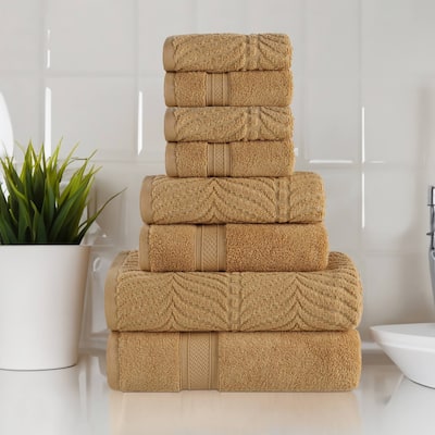 Superior Chevron Zero Twist Solid and Jacquard Cotton 8 Piece Towel Set
