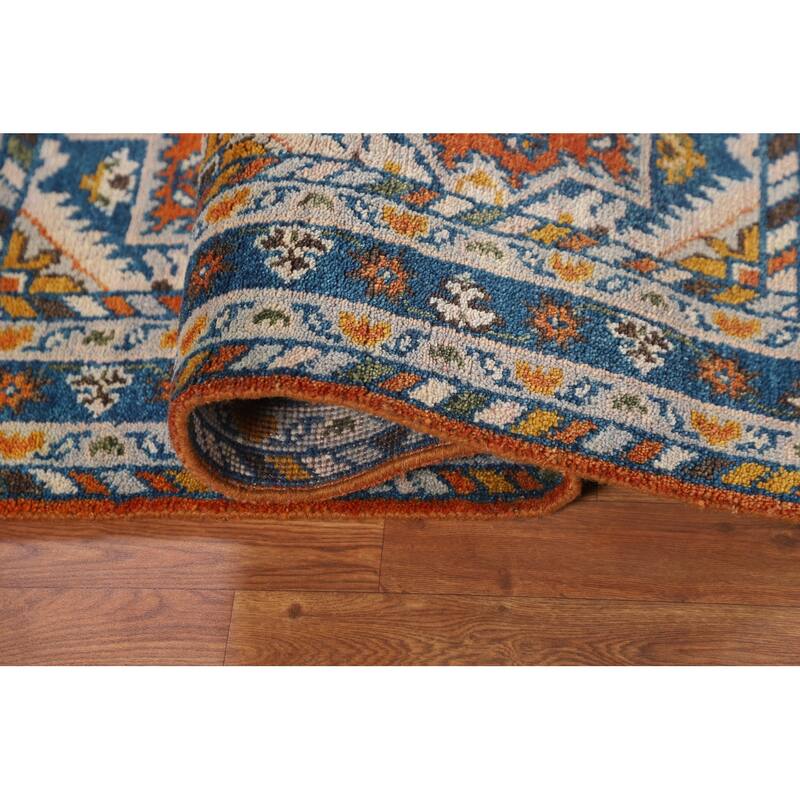 Geometric Heriz Serapi Oriental Foyer Rug Hand-Knotted Wool Carpet - 3'11"x 5'10"