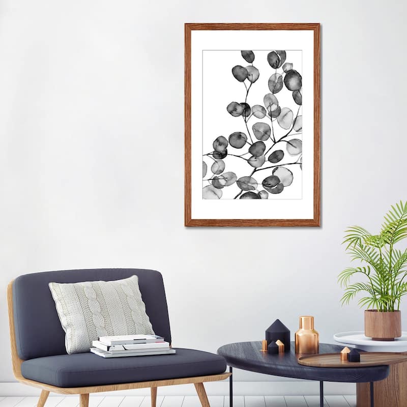 iCanvas "Eucalyptus Watercolor Black And White" by Monika Strigel PFA