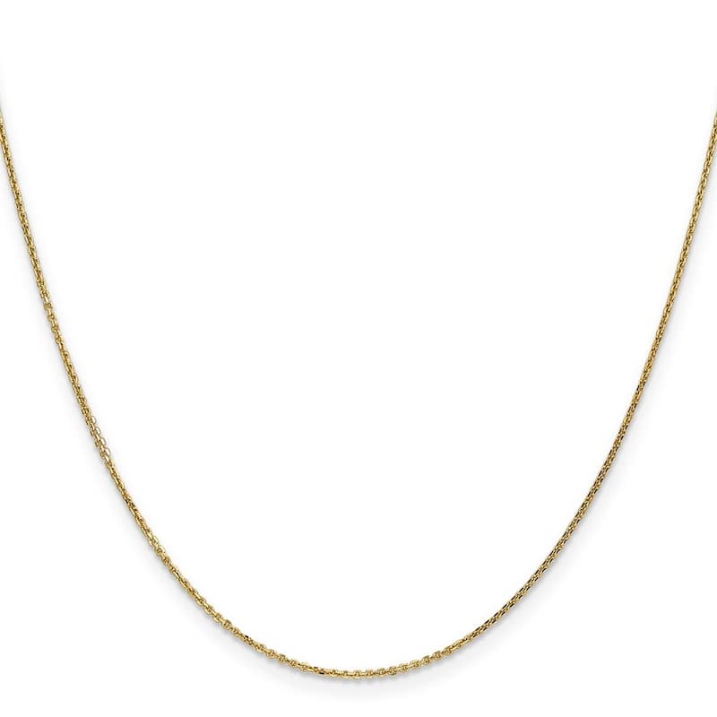 Curata 14k Yellow Gold Solid 0.95mm Diamond Cut Cable Chain Necklace (Lobster) Options: 16 18 20 22 24 26 30