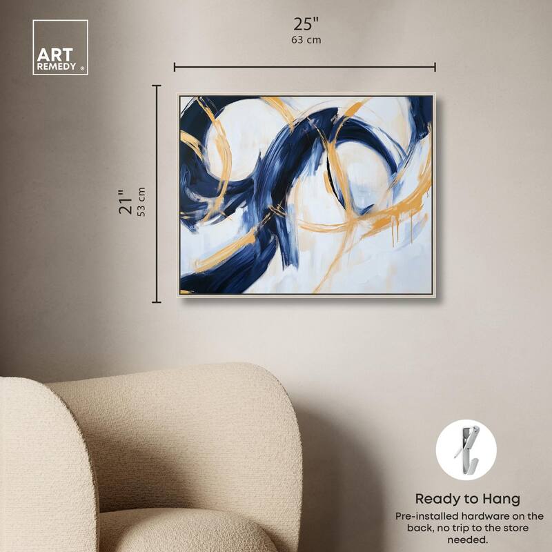 Navy and Gold Rings I Canvas by Art Remedy