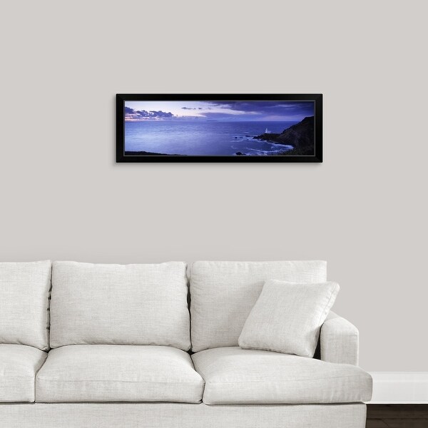 "Lighthouse on the coast Hartland Point North Devon Devon England" Black Framed Print