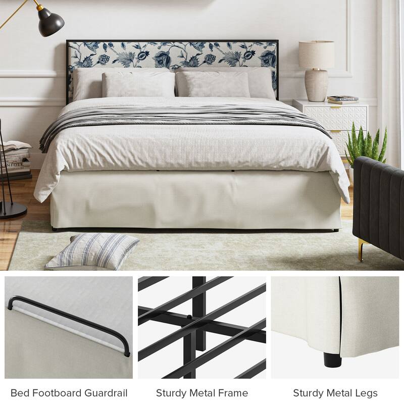 Oliver Modern Washable Slipcover Bed Upholstered Metal by HULALA HOME