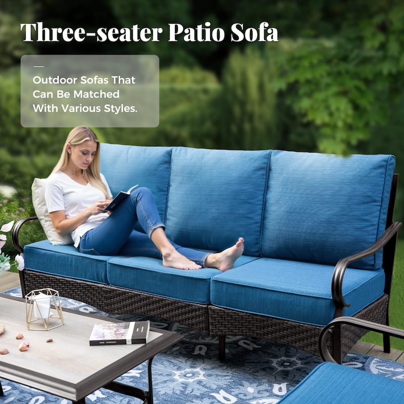 MAISON ARTS 4-Piece Rattan Wicker Patio Furniture Set with Swivel Chairs, Metal Frame & Coffee Table for Outdoor Spaces