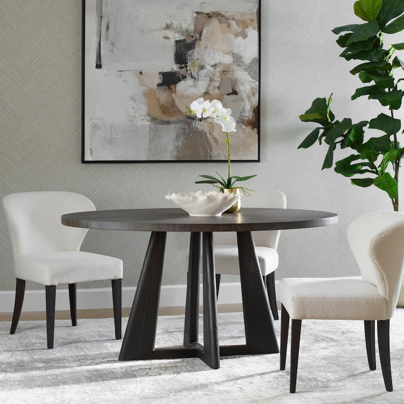 Uttermost Pulsar Round Gray Walnut Dining Table - 30"H x 60"W x 44"D