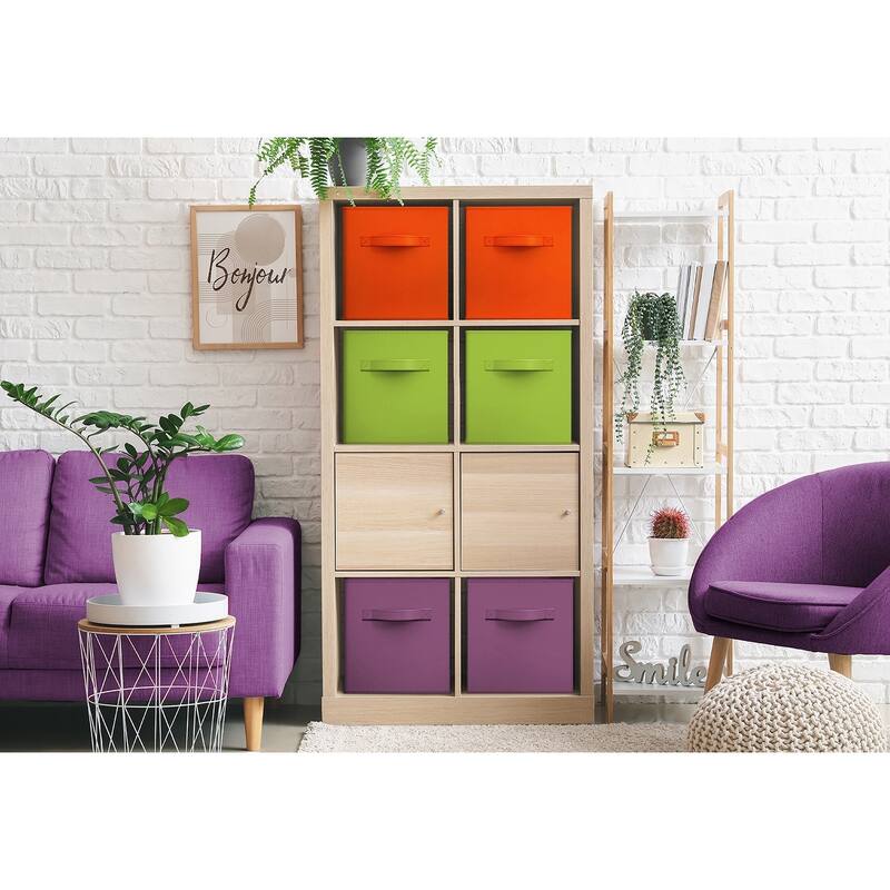 Sorbus Fabric Storage Bins 13" Foldable Cubes With Handles For Pantry, Cubbies, Toy And Closet Shelving Organization - 6Pk