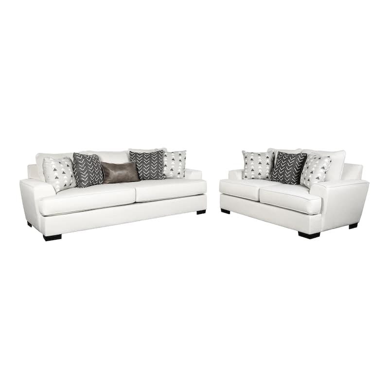 Furniture of America Pario Modern 2-Piece Wood Frame Fabric Sofa Set with Accent Pillows